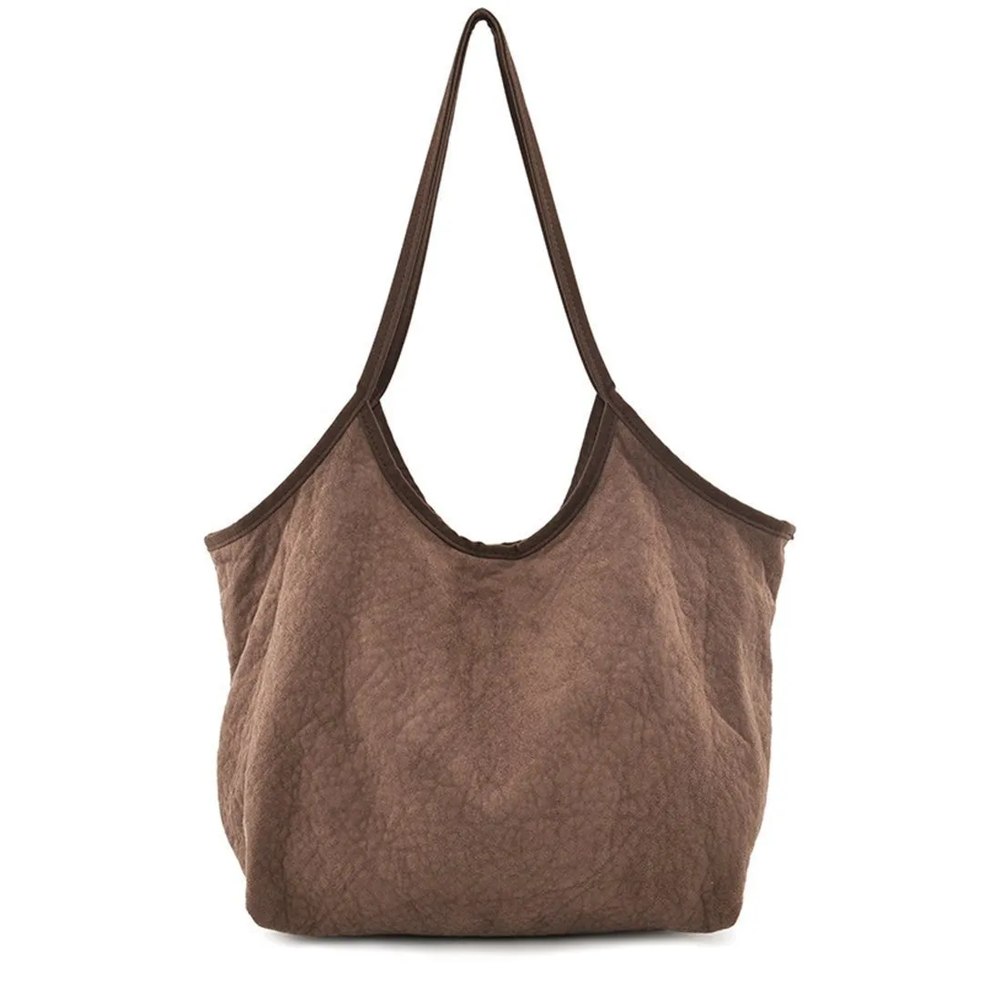 Women Solid Suede Retro Shoulder Bag Casual Bag