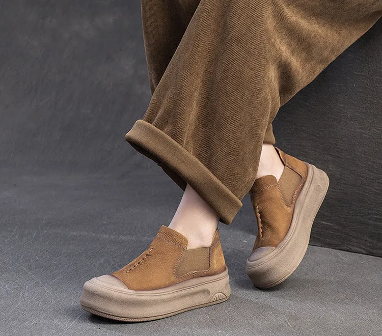 Women Spring Old-Fashioned Retro Comfortable Platform Slip-Ons