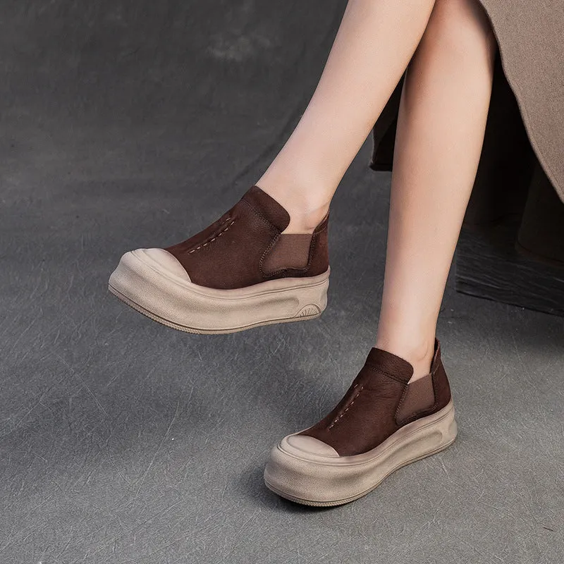Women Spring Old-Fashioned Retro Comfortable Platform Slip-Ons