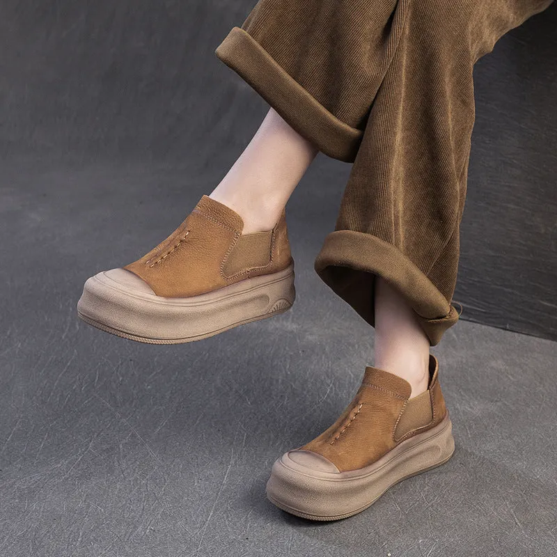 Women Spring Old-Fashioned Retro Comfortable Platform Slip-Ons