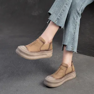 Women Spring Old-Fashioned Retro Comfortable Platform Slip-Ons