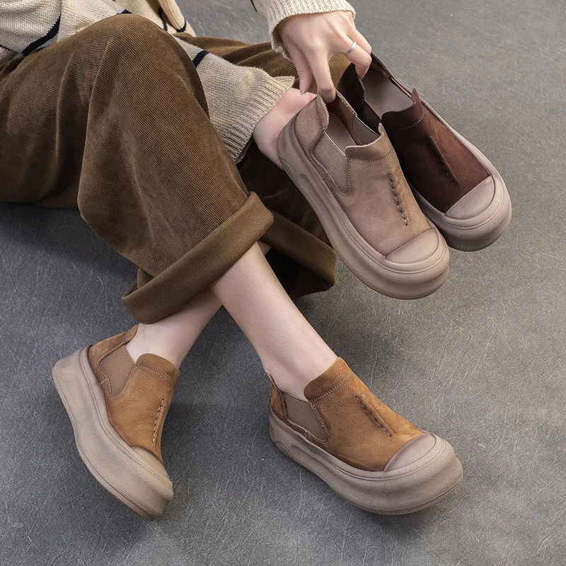 Women Spring Old-Fashioned Retro Comfortable Platform Slip-Ons