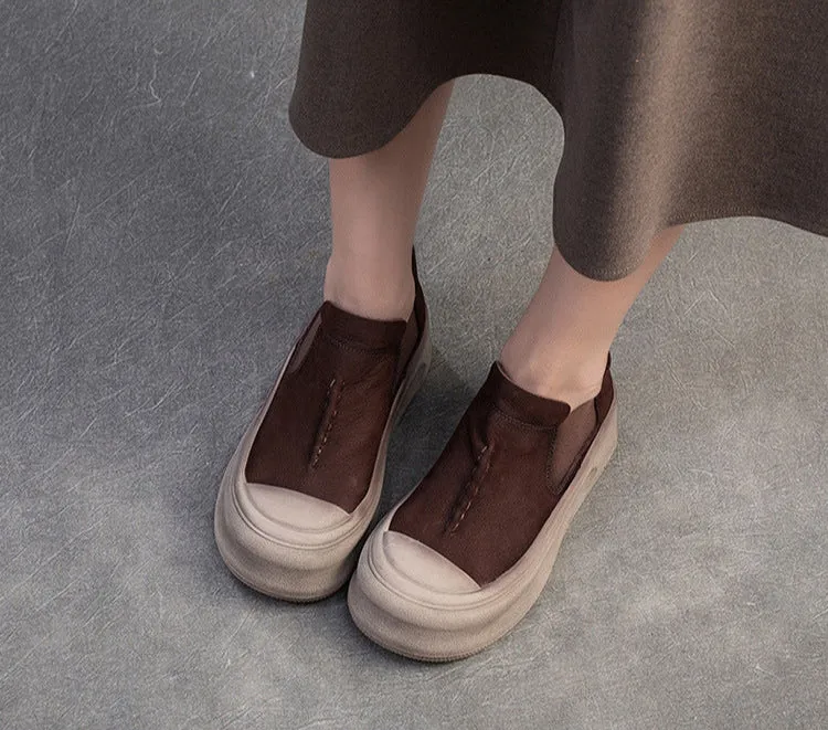 Women Spring Old-Fashioned Retro Comfortable Platform Slip-Ons