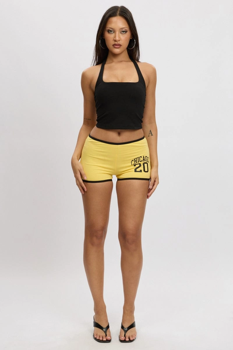 Yellow Shorts Contrast Binding